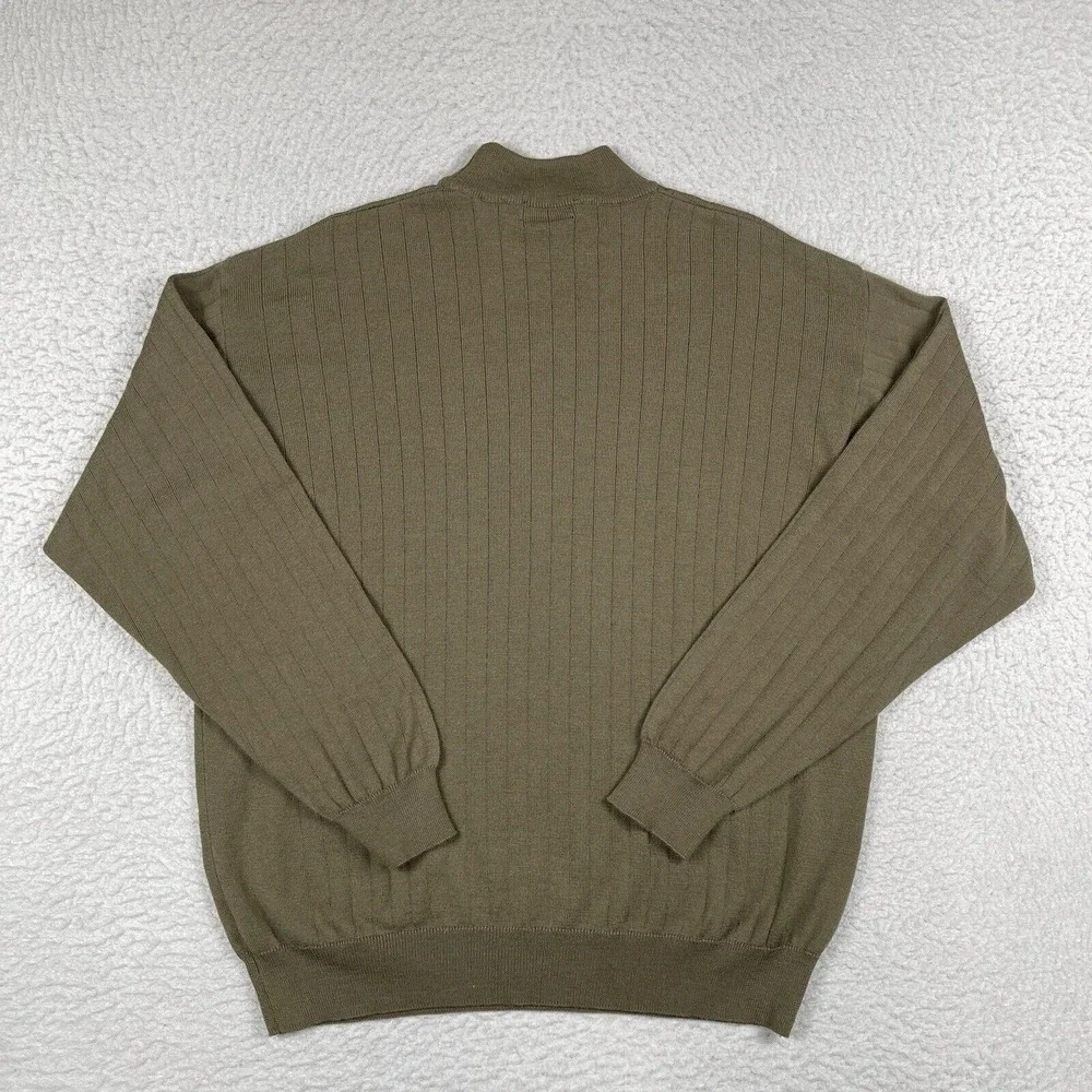 Preswick &‎ Moore Sweater Mens XL Beige Ribbed Career Merino Wool Italy Office